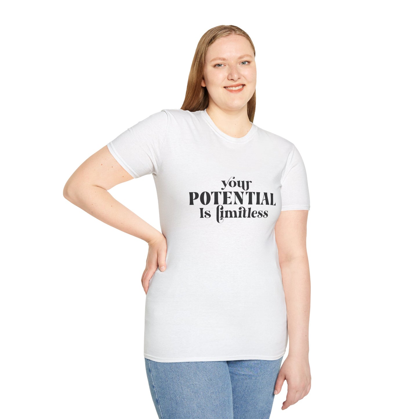 Your Potential Is Limitless Unisex Softstyle T-Shirt | Motivational Shirt | Inspirational Tee | Empowerment Gift | Positive Affirmation Clothing