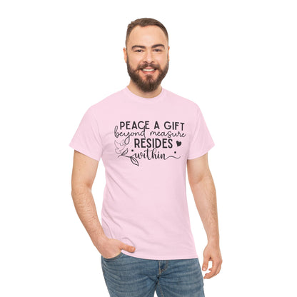 Peace A Gift T-Shirt – Inspirational Dove Graphic Tee with “Peace a Gift Beyond Measure Resides Within” Quote