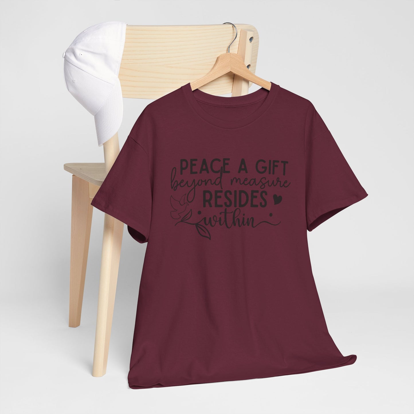 Peace A Gift T-Shirt – Inspirational Dove Graphic Tee with “Peace a Gift Beyond Measure Resides Within” Quote