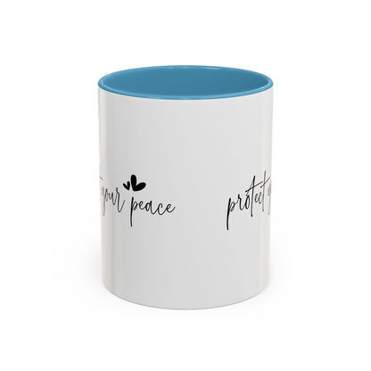 Protect Your Peace Accent Coffee Mug | Inspirational Ceramic Mug 11oz 15oz | Mental Health Gift | Self Care Coffee Cup | Mindfulness Mug