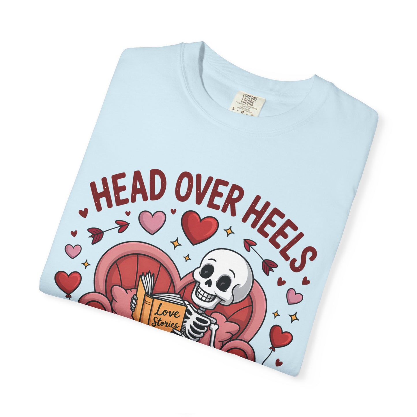 Head Over Heels In Love With Reading Skeleton T-Shirt | Book Lover Gift | Bookworm Shirt | Reading Lover Tee | Librarian Gift | Literary Tee