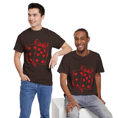 Playing Cards Heart Tee – Red 6 & 7 of Hearts Graphic T-Shirt, Romantic Gift for Card & Poker Lovers