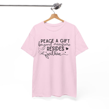 Peace A Gift T-Shirt – Inspirational Dove Graphic Tee with “Peace a Gift Beyond Measure Resides Within” Quote