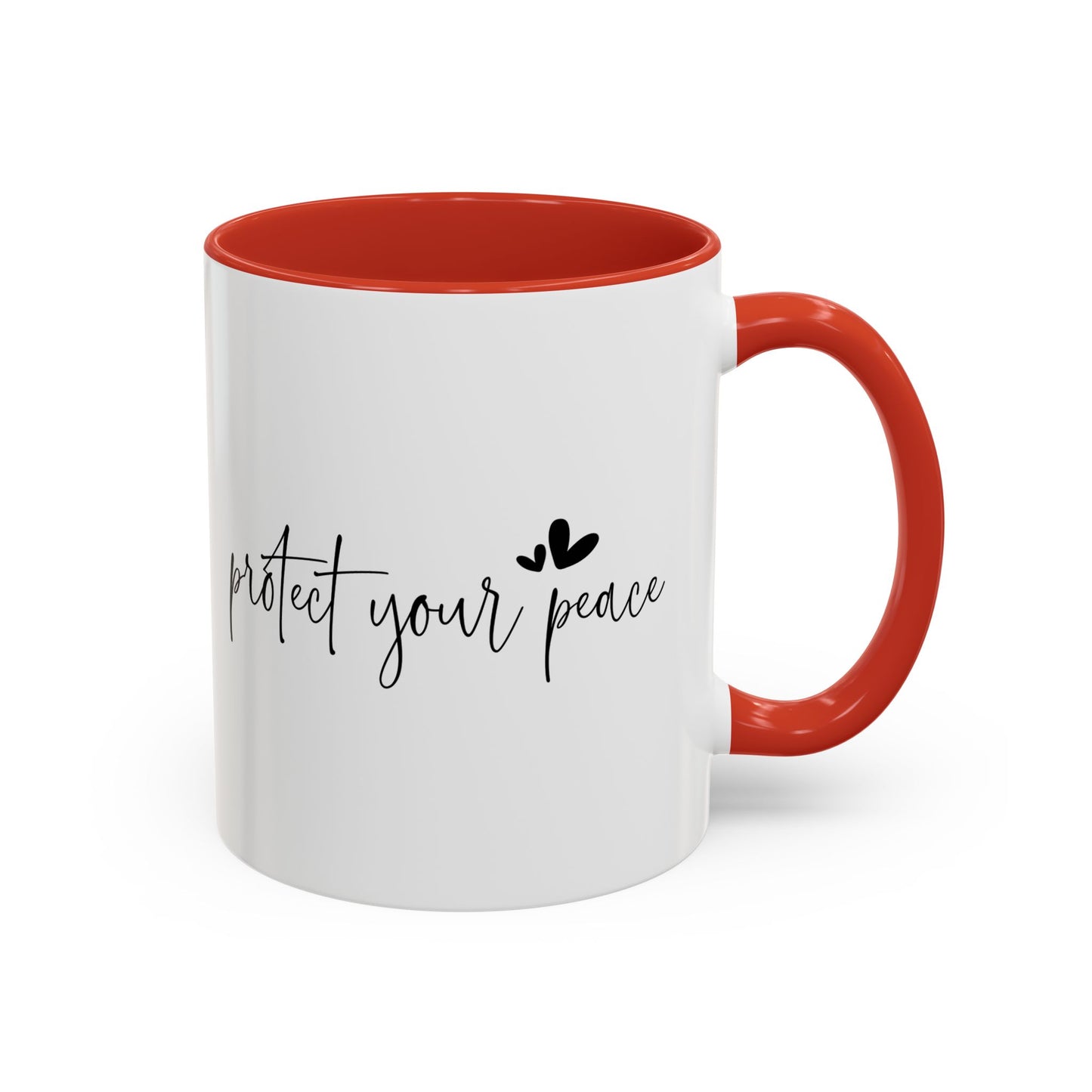 Protect Your Peace Accent Coffee Mug | Inspirational Ceramic Mug 11oz 15oz | Mental Health Gift | Self Care Coffee Cup | Mindfulness Mug