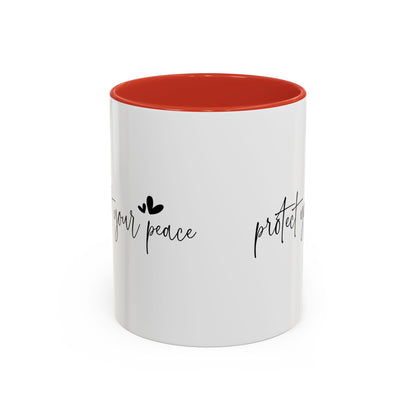 Protect Your Peace Accent Coffee Mug | Inspirational Ceramic Mug 11oz 15oz | Mental Health Gift | Self Care Coffee Cup | Mindfulness Mug