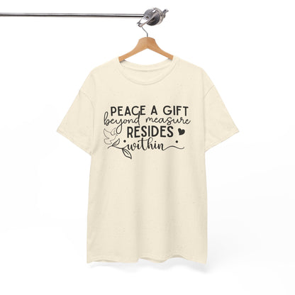 Peace A Gift T-Shirt – Inspirational Dove Graphic Tee with “Peace a Gift Beyond Measure Resides Within” Quote