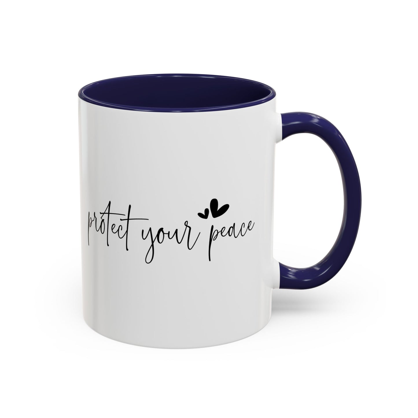 Protect Your Peace Accent Coffee Mug | Inspirational Ceramic Mug 11oz 15oz | Mental Health Gift | Self Care Coffee Cup | Mindfulness Mug