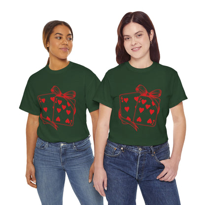 Playing Cards Heart Tee – Red 6 & 7 of Hearts Graphic T-Shirt, Romantic Gift for Card & Poker Lovers