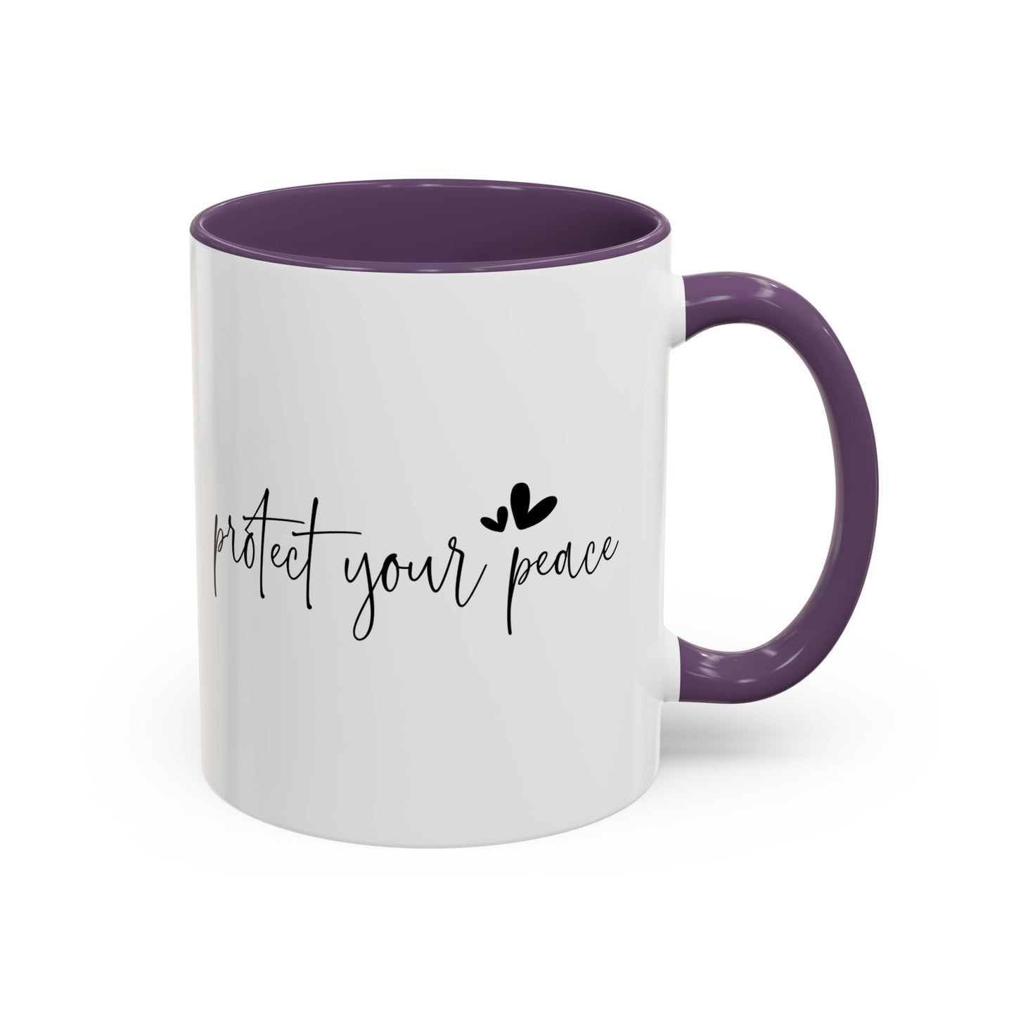 Protect Your Peace Accent Coffee Mug | Inspirational Ceramic Mug 11oz 15oz | Mental Health Gift | Self Care Coffee Cup | Mindfulness Mug