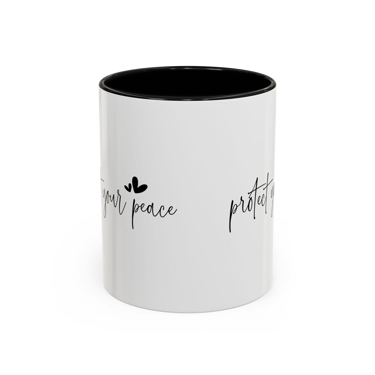 Protect Your Peace Accent Coffee Mug | Inspirational Ceramic Mug 11oz 15oz | Mental Health Gift | Self Care Coffee Cup | Mindfulness Mug
