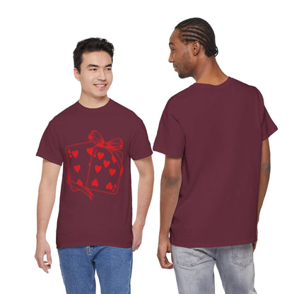 Playing Cards Heart Tee – Red 6 & 7 of Hearts Graphic T-Shirt, Romantic Gift for Card & Poker Lovers