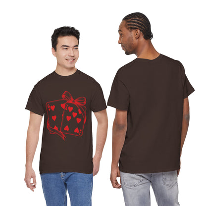 Playing Cards Heart Tee – Red 6 & 7 of Hearts Graphic T-Shirt, Romantic Gift for Card & Poker Lovers
