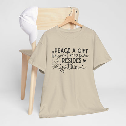 Peace A Gift T-Shirt – Inspirational Dove Graphic Tee with “Peace a Gift Beyond Measure Resides Within” Quote