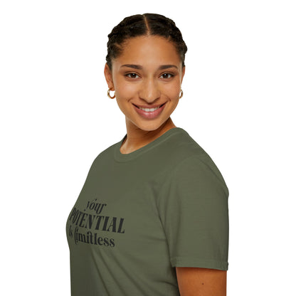 Your Potential Is Limitless Unisex Softstyle T-Shirt | Motivational Shirt | Inspirational Tee | Empowerment Gift | Positive Affirmation Clothing