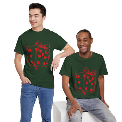 Playing Cards Heart Tee – Red 6 & 7 of Hearts Graphic T-Shirt, Romantic Gift for Card & Poker Lovers