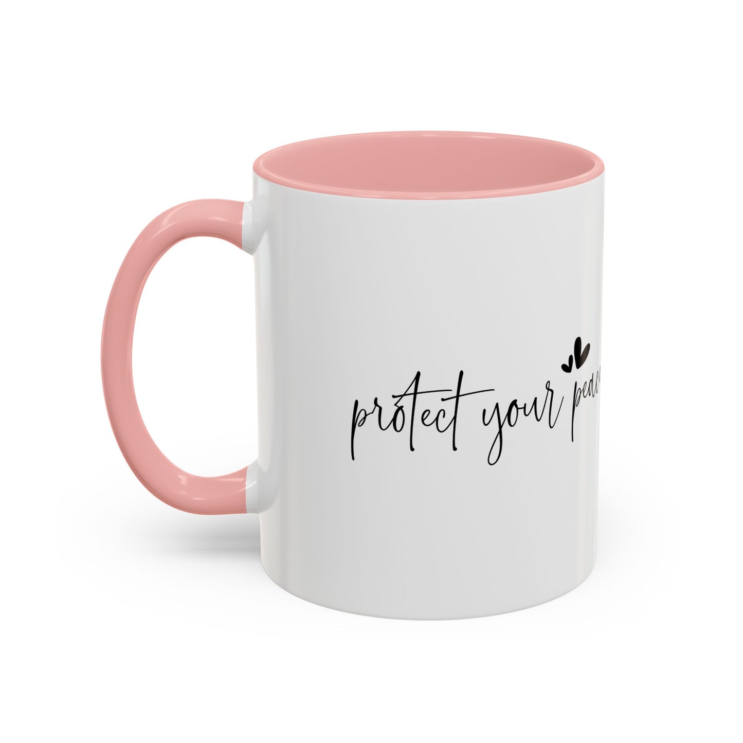 Protect Your Peace Accent Coffee Mug | Inspirational Ceramic Mug 11oz 15oz | Mental Health Gift | Self Care Coffee Cup | Mindfulness Mug