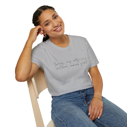 Saving My Sanity Starting My Joy Script T-Shirt | Minimal Inspirational Tee | Mental Health Shirt | Self Care Gift | Wellness Apparel | Recovery Tee