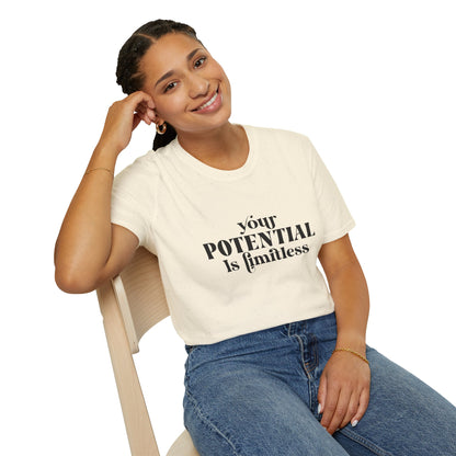 Your Potential Is Limitless Unisex Softstyle T-Shirt | Motivational Shirt | Inspirational Tee | Empowerment Gift | Positive Affirmation Clothing
