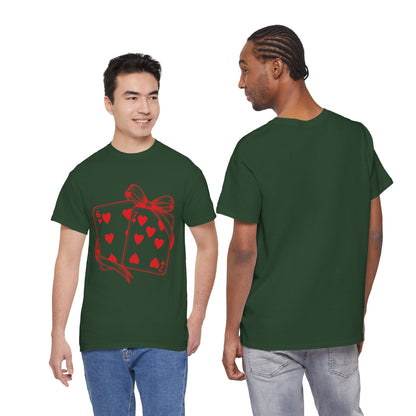 Playing Cards Heart Tee – Red 6 & 7 of Hearts Graphic T-Shirt, Romantic Gift for Card & Poker Lovers