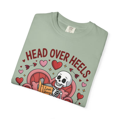 Head Over Heels In Love With Reading Skeleton T-Shirt | Book Lover Gift | Bookworm Shirt | Reading Lover Tee | Librarian Gift | Literary Tee