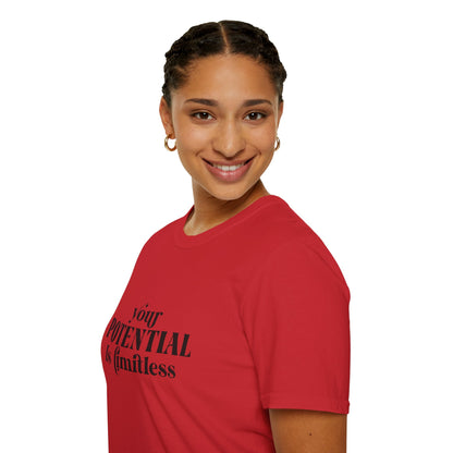 Your Potential Is Limitless Unisex Softstyle T-Shirt | Motivational Shirt | Inspirational Tee | Empowerment Gift | Positive Affirmation Clothing