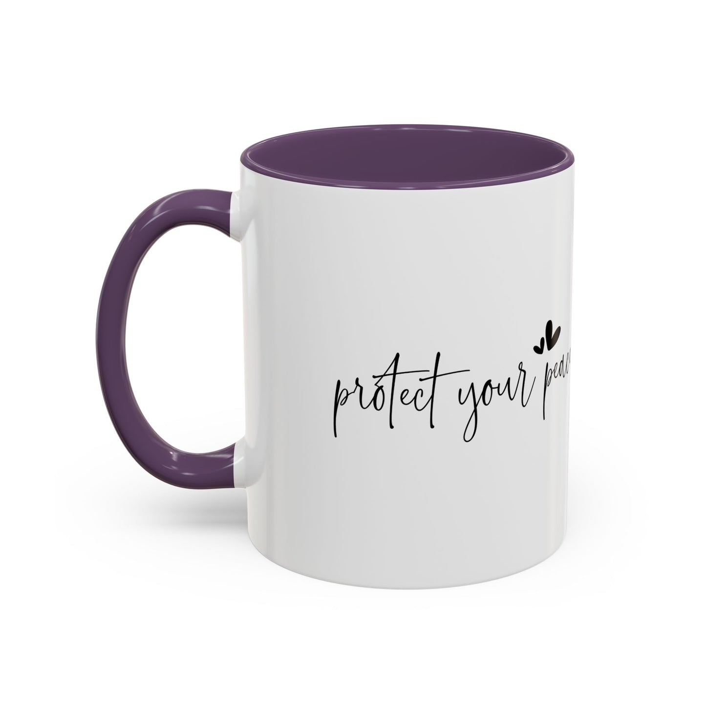 Protect Your Peace Accent Coffee Mug | Inspirational Ceramic Mug 11oz 15oz | Mental Health Gift | Self Care Coffee Cup | Mindfulness Mug