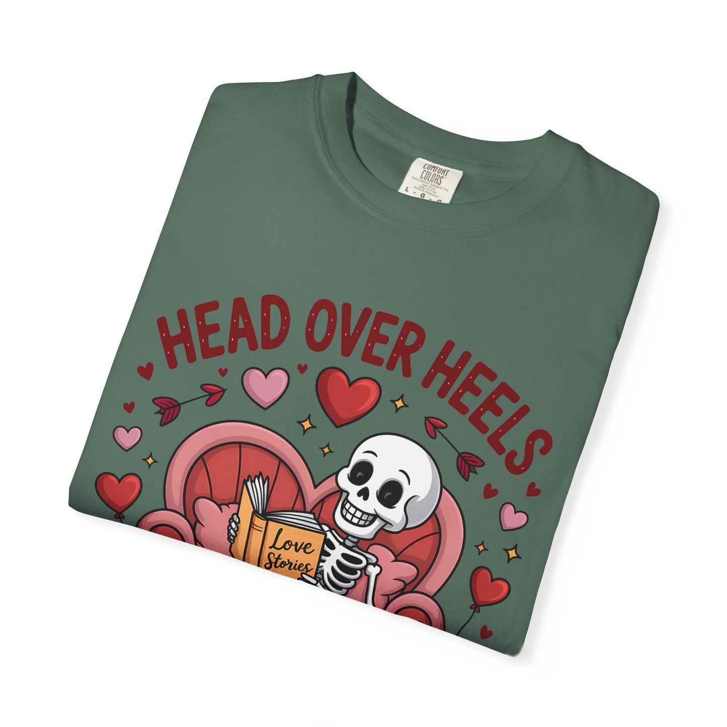Head Over Heels In Love With Reading Skeleton T-Shirt | Book Lover Gift | Bookworm Shirt | Reading Lover Tee | Librarian Gift | Literary Tee