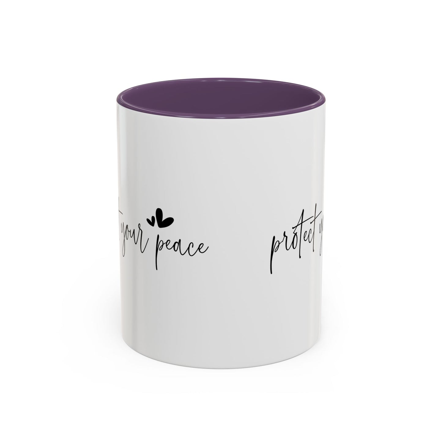 Protect Your Peace Accent Coffee Mug | Inspirational Ceramic Mug 11oz 15oz | Mental Health Gift | Self Care Coffee Cup | Mindfulness Mug