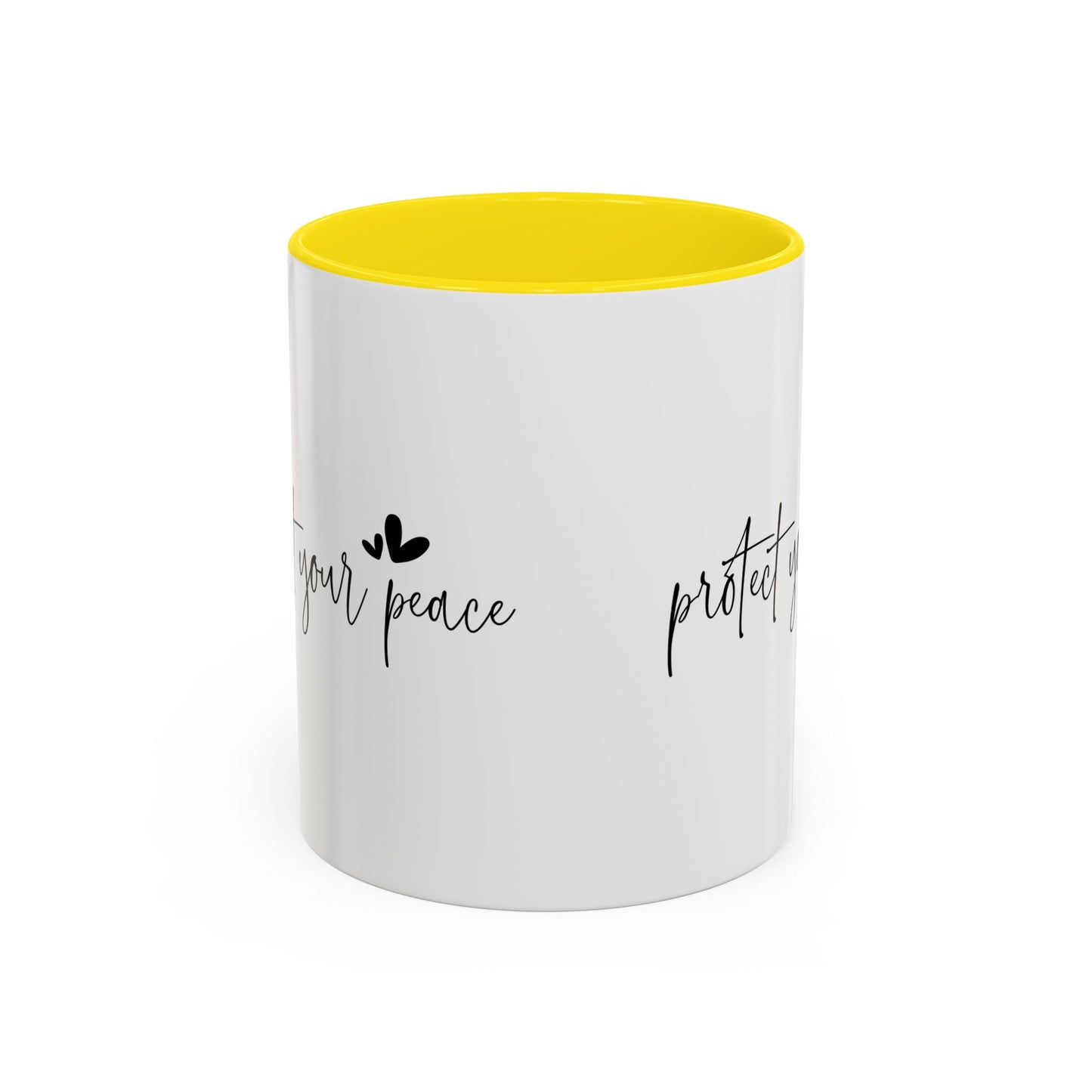 Protect Your Peace Accent Coffee Mug | Inspirational Ceramic Mug 11oz 15oz | Mental Health Gift | Self Care Coffee Cup | Mindfulness Mug