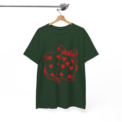 Playing Cards Heart Tee – Red 6 & 7 of Hearts Graphic T-Shirt, Romantic Gift for Card & Poker Lovers