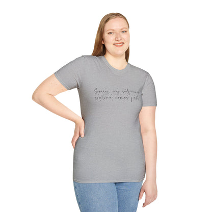 Saving My Sanity Starting My Joy Script T-Shirt | Minimal Inspirational Tee | Mental Health Shirt | Self Care Gift | Wellness Apparel | Recovery Tee
