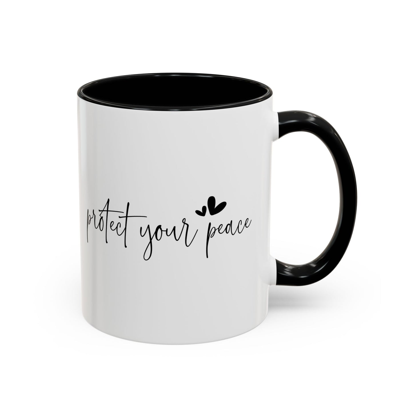 Protect Your Peace Accent Coffee Mug | Inspirational Ceramic Mug 11oz 15oz | Mental Health Gift | Self Care Coffee Cup | Mindfulness Mug