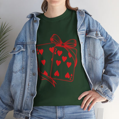 Playing Cards Heart Tee – Red 6 & 7 of Hearts Graphic T-Shirt, Romantic Gift for Card & Poker Lovers