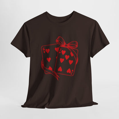 Playing Cards Heart Tee – Red 6 & 7 of Hearts Graphic T-Shirt, Romantic Gift for Card & Poker Lovers