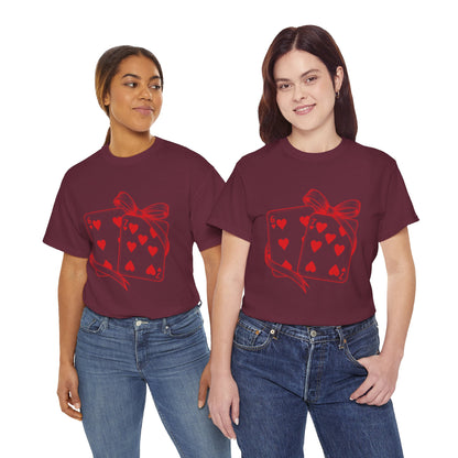 Playing Cards Heart Tee – Red 6 & 7 of Hearts Graphic T-Shirt, Romantic Gift for Card & Poker Lovers