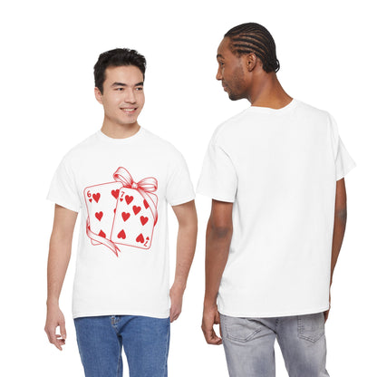 Playing Cards Heart Tee – Red 6 & 7 of Hearts Graphic T-Shirt, Romantic Gift for Card & Poker Lovers