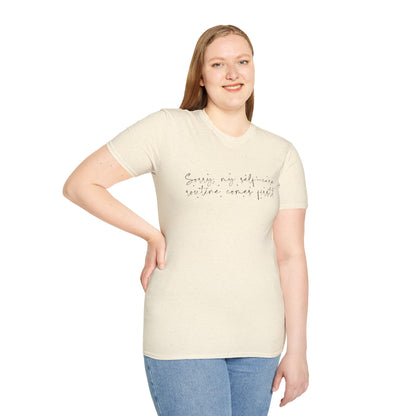 Saving My Sanity Starting My Joy Script T-Shirt | Minimal Inspirational Tee | Mental Health Shirt | Self Care Gift | Wellness Apparel | Recovery Tee