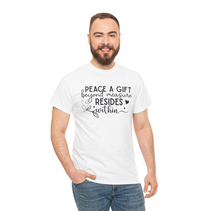 Peace A Gift T-Shirt – Inspirational Dove Graphic Tee with “Peace a Gift Beyond Measure Resides Within” Quote