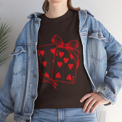 Playing Cards Heart Tee – Red 6 & 7 of Hearts Graphic T-Shirt, Romantic Gift for Card & Poker Lovers