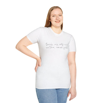 Saving My Sanity Starting My Joy Script T-Shirt | Minimal Inspirational Tee | Mental Health Shirt | Self Care Gift | Wellness Apparel | Recovery Tee