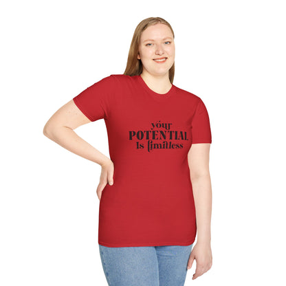 Your Potential Is Limitless Unisex Softstyle T-Shirt | Motivational Shirt | Inspirational Tee | Empowerment Gift | Positive Affirmation Clothing