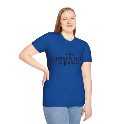 Your Potential Is Limitless Unisex Softstyle T-Shirt | Motivational Shirt | Inspirational Tee | Empowerment Gift | Positive Affirmation Clothing