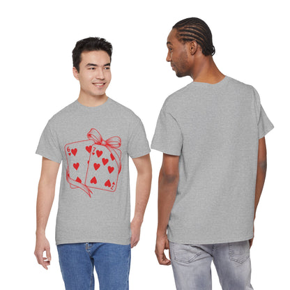 Playing Cards Heart Tee – Red 6 & 7 of Hearts Graphic T-Shirt, Romantic Gift for Card & Poker Lovers