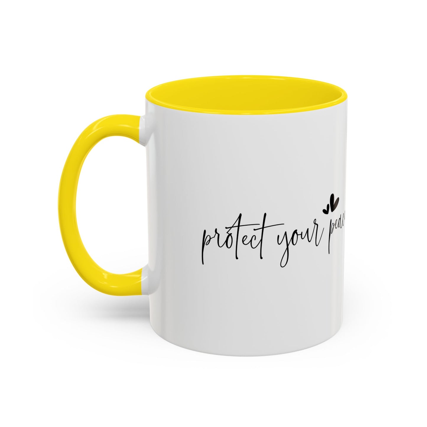 Protect Your Peace Accent Coffee Mug | Inspirational Ceramic Mug 11oz 15oz | Mental Health Gift | Self Care Coffee Cup | Mindfulness Mug