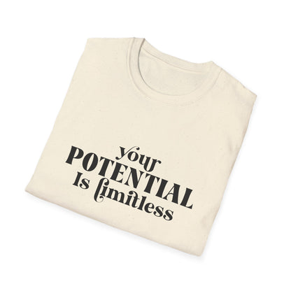 Your Potential Is Limitless Unisex Softstyle T-Shirt | Motivational Shirt | Inspirational Tee | Empowerment Gift | Positive Affirmation Clothing