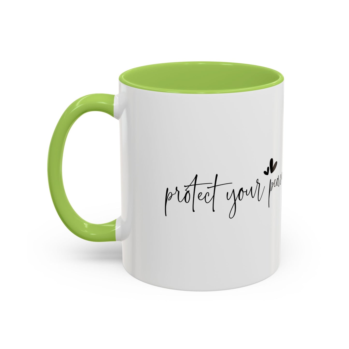 Protect Your Peace Accent Coffee Mug | Inspirational Ceramic Mug 11oz 15oz | Mental Health Gift | Self Care Coffee Cup | Mindfulness Mug