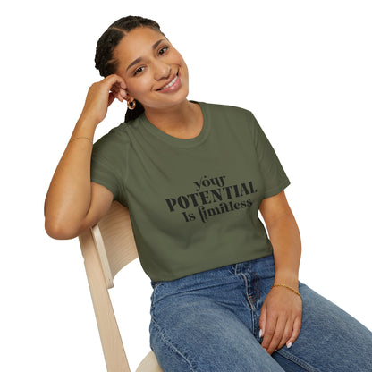 Your Potential Is Limitless Unisex Softstyle T-Shirt | Motivational Shirt | Inspirational Tee | Empowerment Gift | Positive Affirmation Clothing