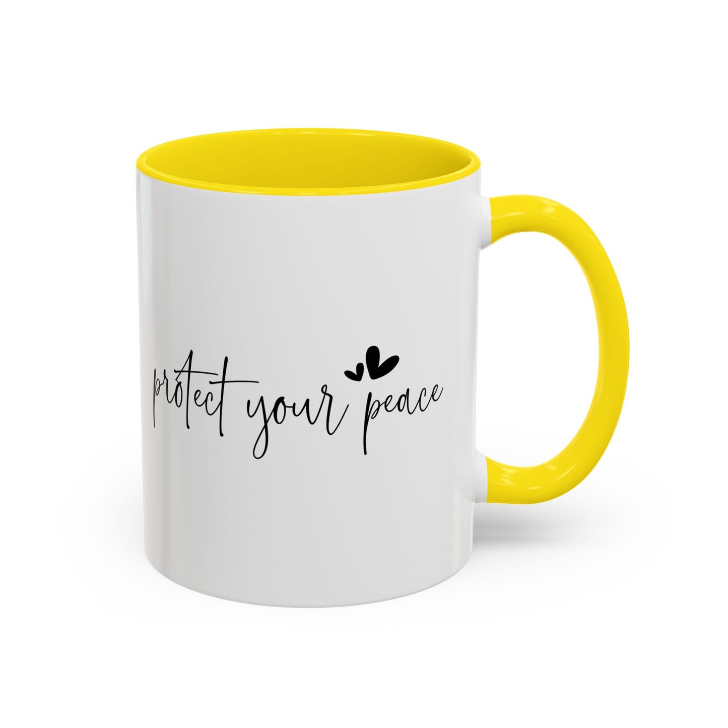 Protect Your Peace Accent Coffee Mug | Inspirational Ceramic Mug 11oz 15oz | Mental Health Gift | Self Care Coffee Cup | Mindfulness Mug