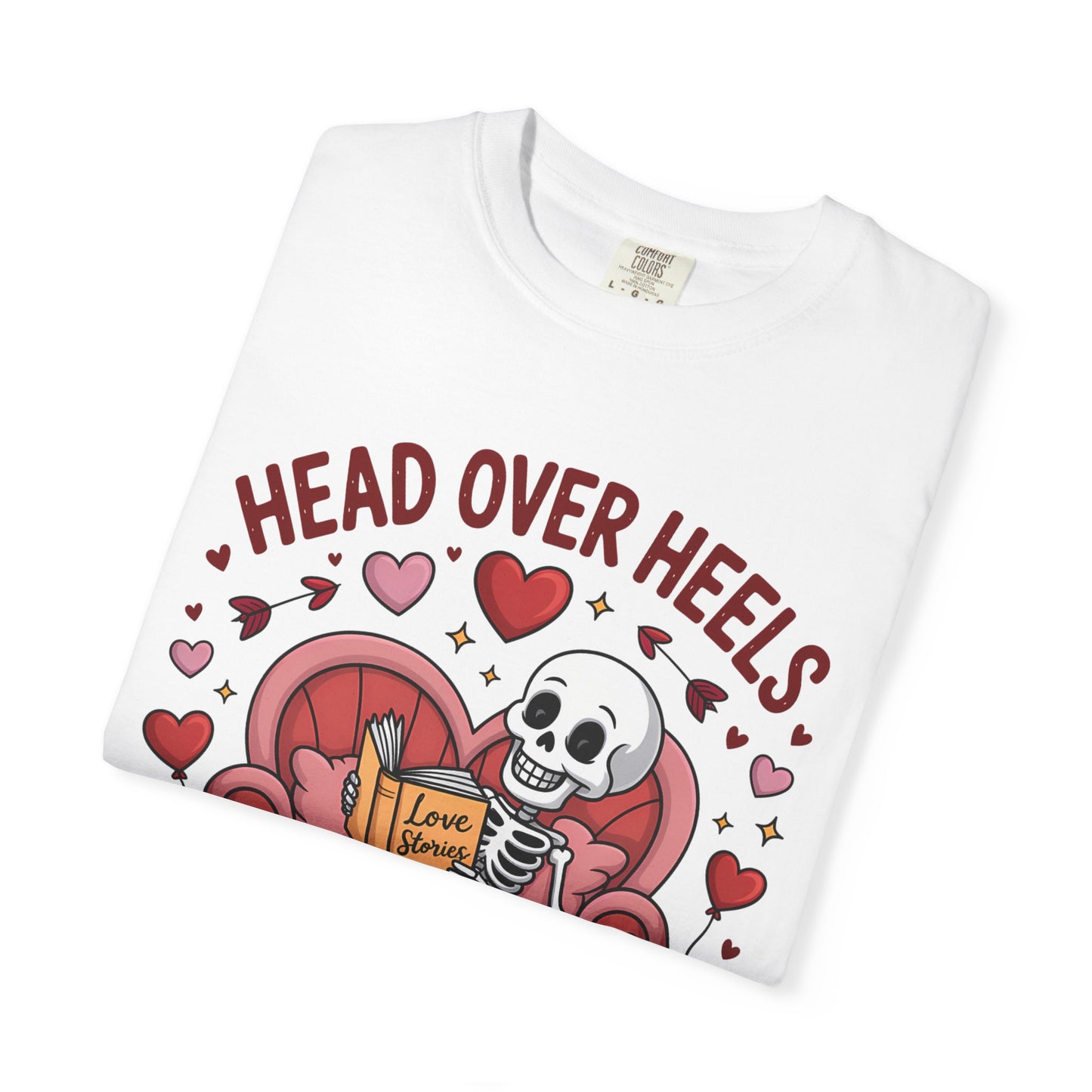Head Over Heels In Love With Reading Skeleton T-Shirt | Book Lover Gift | Bookworm Shirt | Reading Lover Tee | Librarian Gift | Literary Tee